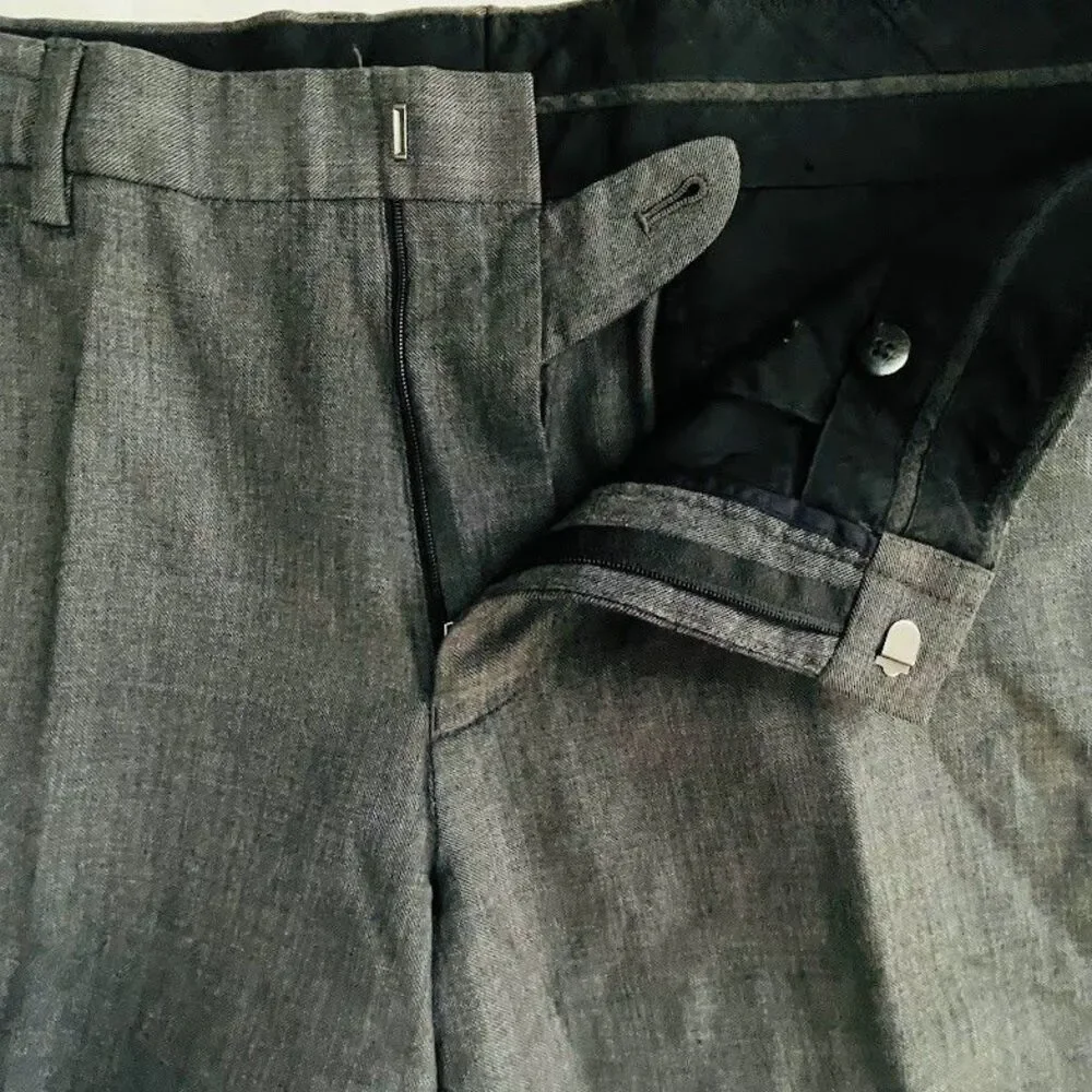 J.Crew Ludlow Wool Pants Mens 32 Gray Flat Front Slim Fit Suit Pants Taper Cuff